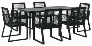7 részes fekete pvc rattan kerti étkezőgarnitúra