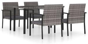Polyrattan Kerti Étkezőgarnitúra - 5 részes - Szürke