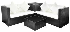 VidaXL Kerti Ülőgarnitúra - 4 részes - Fekete Polyrattan