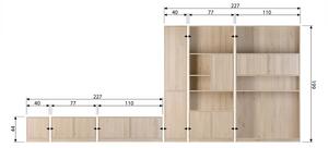 Natúr színű moduláris szekrény tölgyfa dekorral 40x199 cm Modulair – vtwonen