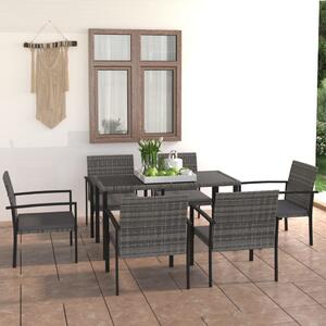 Polyrattan Kerti Étkezőgarnitúra - 7 részes - Szürke