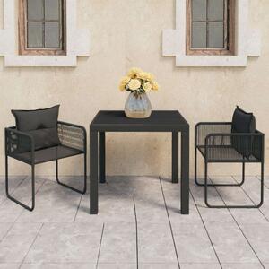 VidaXL 3 részes fekete PVC rattan kerti étkezőgarnitúra