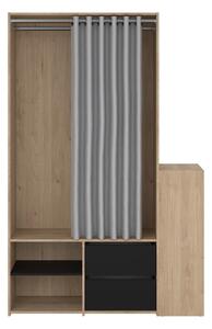 Fekete-natúr színű előszoba bútor tölgyfa dekorral Kit – Tvilum