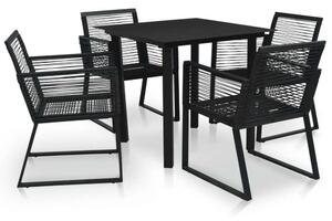 Rattan Kültéri Étkezőgarnitúra - 5 részes - Fekete