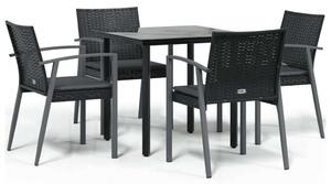 VidaXL 5-részes polyrattan és acél kerti étkezőgarnitúra párnával
