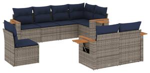 8 részes szürke polyrattan kerti ülőgarnitúra párnával