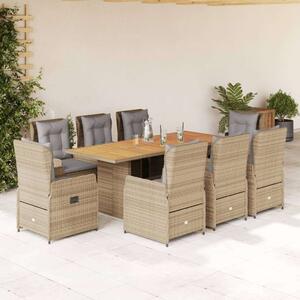 VidaXL Kerti Étkezőgarnitúra - Polyrattan - 9 részes - Bézs