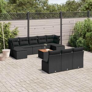 VidaXL Polyrattan Kerti Ülőgarnitúra - 11 részes - Fekete