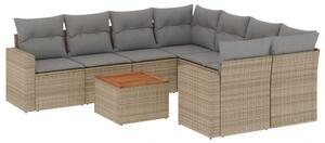 VidaXL Polyrattan Kerti Ülőgarnitúra - 9 részes - Bézs