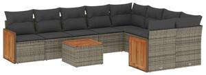 VidaXL Polyrattan Kerti Ülőgarnitúra - 10 részes - Szürke