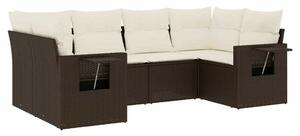 VidaXL 6 részes barna polyrattan kerti ülőgarnitúra párnával
