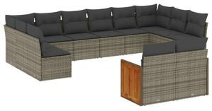 VidaXL Polyrattan Kerti Ülőgarnitúra - 12 részes - Szürke