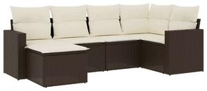 Polyrattan Kerti Ülőgarnitúra - 6 részes - Barna