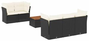 VidaXL Polyrattan Kerti Ülőgarnitúra - 6 részes - Fekete