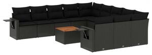 VidaXL Polyrattan Kerti Ülőgarnitúra - 12 részes - Fekete