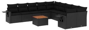 VidaXL Polyrattan Kerti Ülőgarnitúra - 11 részes - Fekete