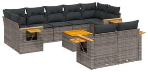 VidaXL Polyrattan Kerti Ülőgarnitúra - 10 részes - Szürke
