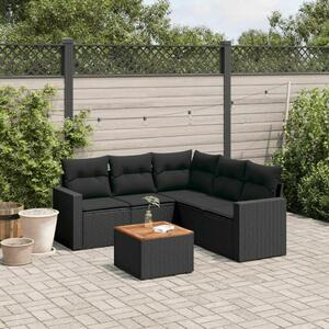 Polyrattan Kerti Ülőgarnitúra - 6 részes - Fekete