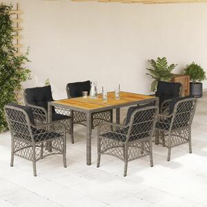 VidaXL Kerti Étkezőgarnitúra - 7 részes - Szürke Polyrattan