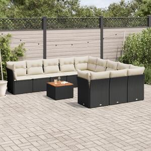 VidaXL Polyrattan Kerti Ülőgarnitúra - 12 részes - Fekete