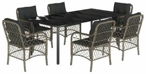 VidaXL Polyrattan Kerti Étkezőgarnitúra - 7 részes - Szürke
