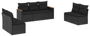 VidaXL Polyrattan Kerti Ülőgarnitúra - 7 részes - Fekete