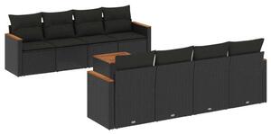 VidaXL Polyrattan Kerti Ülőgarnitúra - 9 részes - Fekete