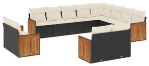 VidaXL Polyrattan Kerti Ülőgarnitúra - 12 részes - Fekete