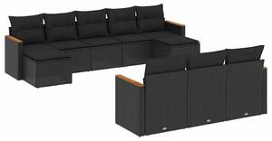VidaXL Polyrattan Kerti Ülőgarnitúra - 10 részes - Fekete