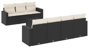 Polyrattan Kerti Ülőgarnitúra - 8 részes - Fekete