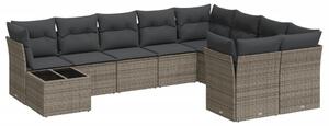 VidaXL Polyrattan Kerti Ülőgarnitúra - 10 részes - Szürke