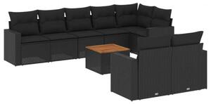 VidaXL Polyrattan Kerti Ülőgarnitúra - 9 részes - Fekete