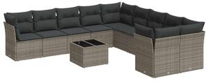 VidaXL Polyrattan Kerti Ülőgarnitúra - 11 részes - Szürke