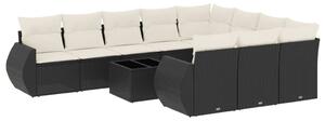 VidaXL Polyrattan Kerti Ülőgarnitúra - 11 részes - Fekete