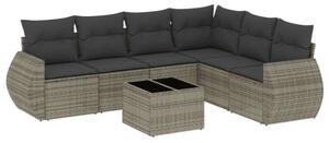 VidaXL Polyrattan Kerti Ülőgarnitúra - 7 részes - Szürke