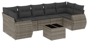 VidaXL Polyrattan Kerti Ülőgarnitúra - 8 részes - Szürke