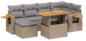 VidaXL Polyrattan Kerti Ülőgarnitúra - 7 részes - Bézs