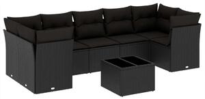 VidaXL Polyrattan Kerti Ülőgarnitúra - 8 részes - Fekete