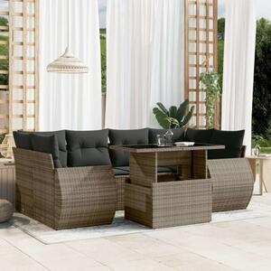 VidaXL Polyrattan Kerti Ülőgarnitúra - 7 részes - Szürke