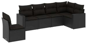 VidaXL Polyrattan Kerti Ülőgarnitúra - 6 részes - Fekete