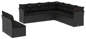 VidaXL Polyrattan Kerti Ülőgarnitúra - 9 részes - Fekete