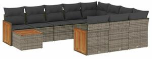 VidaXL Polyrattan Kerti Ülőgarnitúra - 11 részes - Szürke