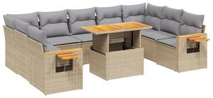 VidaXL Polyrattan Kerti Ülőgarnitúra - 10 részes - Bézs