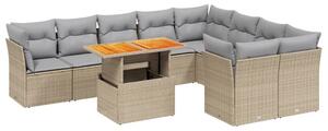 VidaXL Polyrattan Kerti Ülőgarnitúra - 10 részes - Bézs