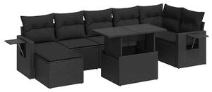 VidaXL 8 részes fekete polyrattan kerti ülőgarnitúra