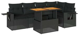 VidaXL Polyrattan Kerti Ülőgarnitúra - 6 részes - Fekete