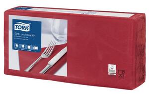Szalvéta, 1/4 hajtogatott, 3 rétegű, 32,5x32,8 cm, Advanced, TORK Soft Lunch, bordó (KHH513)