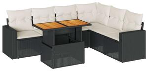 VidaXL Polyrattan Kerti Ülőgarnitúra - 7 részes - Fekete