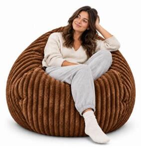 XL beltéri supersoft kord babzsákfotel sötétbarna