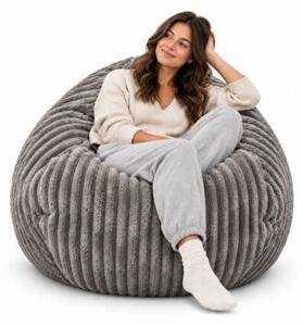 XL beltéri supersoft kord babzsákfotel szürke